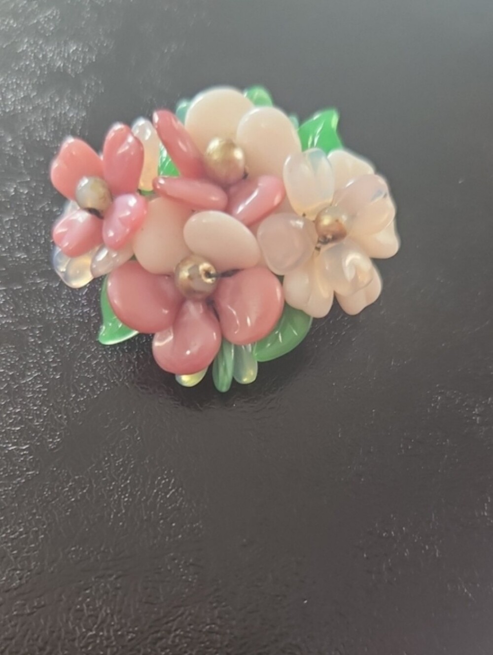 RARE Vintage 50s MCM West Germany Pastel Flowers Lucite Brooch